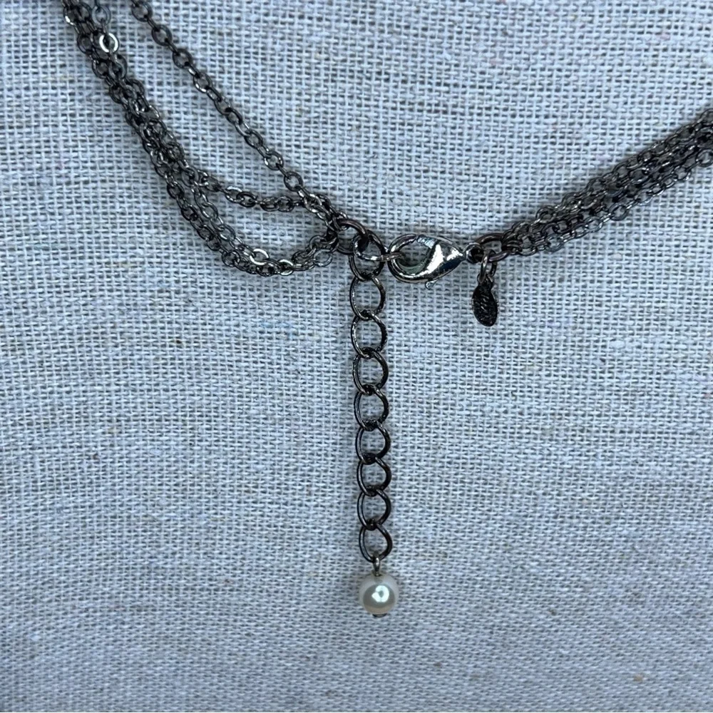 RMN ROMAN PEARL SILVER LAYERED NECKLACE VINTAGE RETRO PINUP CLASSIC